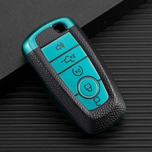 Coque de clé Ford en cuir vert à 5 boutons pour Mustang et Fusion F-150 F-250 2017-2020