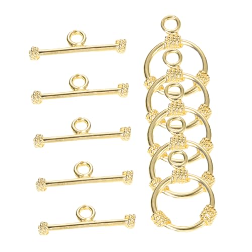 DOITOOL 5 Juegos Hebilla redonda de cuerda corchete palanca de servicio pesado girar manos quebrar broches y cierres de joyeria herramienta para hacer pulseras cobre Golden
