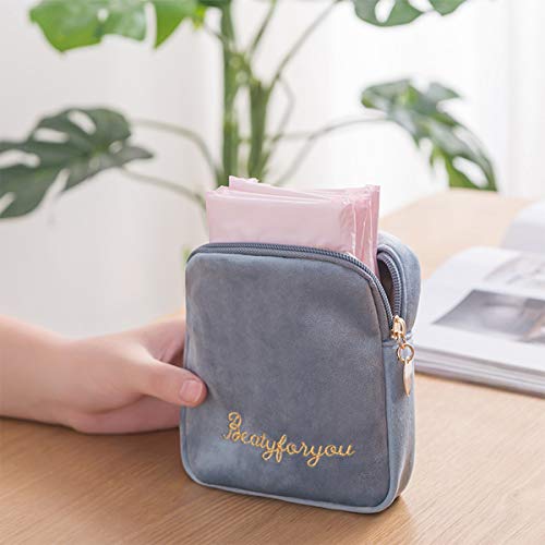 Sanitary Napkin Storage Bag,Menstrual Cup Pouch,2 Pcs Portable Sanitary Napkin Pads Storage Bags Feminine Menstruation First Period Bag for Teen Girls Women Ladies - Thumbnail 2