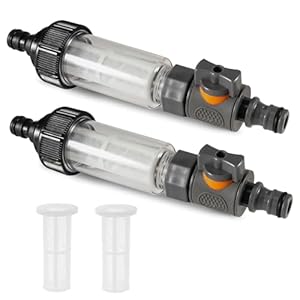 2 stuks waterfilter voor camper incl. reservezeef met 3/4 inch sneladapter en regelventiel, met waterfilter filterinzetstuk, voor camper, caravan, caravan en boot accessoires