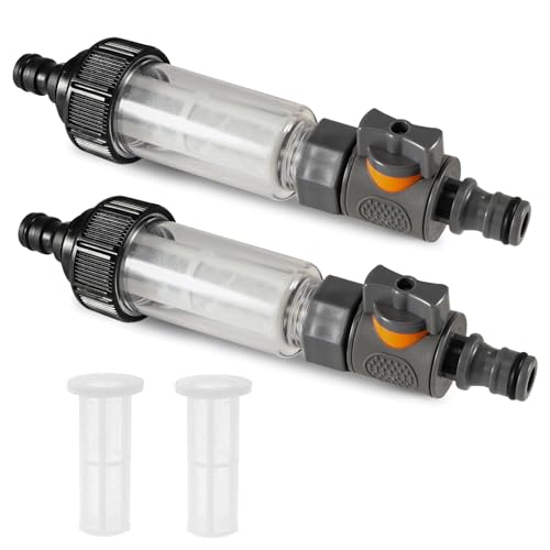 2 Stück Wohnmobil Wasserfilter inkl. Ersatzsieb mit 3/4 Zoll Schnelladapter und Regulierventil, mit Wasserfilter Filtereinsatz, für Wohnmobil, Wohnwagen, Caravan und Boot Zubehör