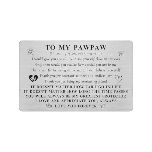 Image of Yobent Pawpaw Card Gifts for Men, Happy Pawpaw Birthday Wallet Card from Grandkids, Personalized Thanksgivng Gift from Grandchildren