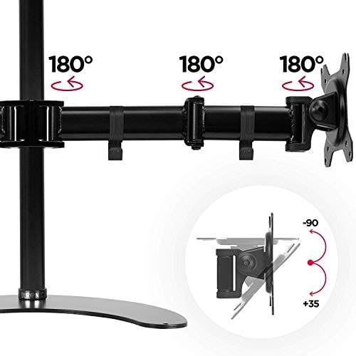 Duronic Dual Monitor Arm Stand Desk Mount DM25D2 | For Two 13-27 Inch LED LCD PC Computer or TV Screens | Freestanding Double Bracket | VESA 75 100 | Tilt Swivel Rotate