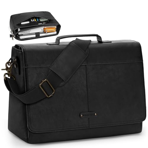 RAINSMORE Vintage Flap Messenger Bag PU Vegan Leather