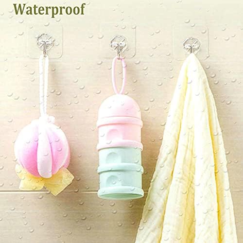 Jwxstore 24 Pack Adhesive Wall Hooks 33LB Heavy Duty No Drill Transparent Waterproof Hooks for Bathroom Kitchen Towel Coat Office Home Outdoor - 3