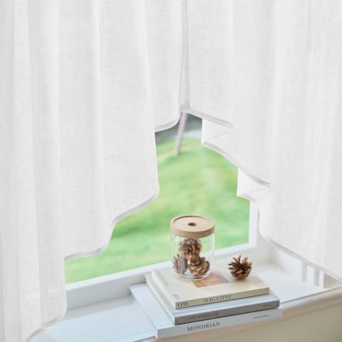 JINCHAN Swag Valances for Windows 45 Inch Length Farmhouse 2 Panels White by jinchan - Used condition - Image 9