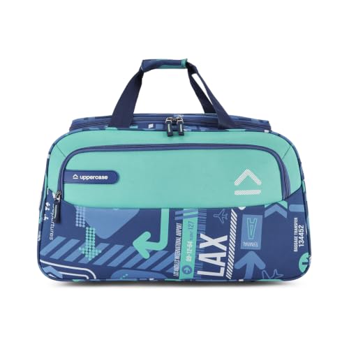 Image of uppercase JFK 50cm Duffle Bag | 44 LTS | Dust Resistant Travel Bag | Spacious Main Compartment | Adjustable Shoulder Strap |Sustainable Duffle Bag for Women & Men | 1500 Days Warranty (Blue)