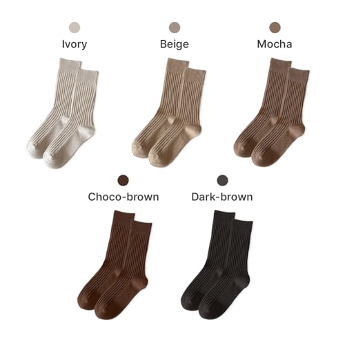 HOMSSEM Ribbed Socks Women Cozy Socks – 5 Pair Cute Womens Crew Socks2