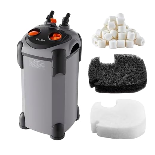 VEVOR 224.5GPH Canister Filter, 3-Stage External Aquarium Filter with Powerful Pump, Quite Water Circulation Cleaning Machine with Media for Fish Tanks and Aquariums Up to 55 Gallons, for Freshwater