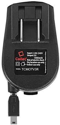 Cellet Retractable MINI USB Home Charger Compatible for GoPro Hero 3+, Hero HD, PS3 Controller, Dash Cam, Digital Camera, SatNav, GPS Receiver, PDA, Cellphones, Garmin GPS Receiver and More