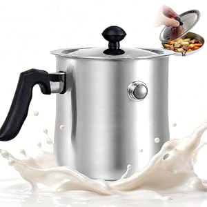 1.5L Milchtopf mit Deckel, Doppelwandiger Milchtopf Induktion, Simmertopf mit Pfeife, Doppelwandig Simmertopf Puddingtopf, Milchtöpfe Klein, Edelstahl Wasserbad Topf Schmelztopf, für Gas Elektro