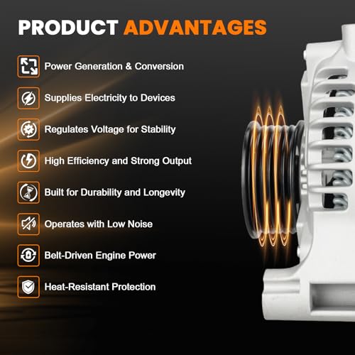 Image of 56029803AA Alternator 12V 240A Compatible with Jeep Wrangler 2018-2023 3.6L, Jeep Gladiator 2020-2023 3.6L, Car Alternator Parts Replaces 42338 21025 21025N 4210007231