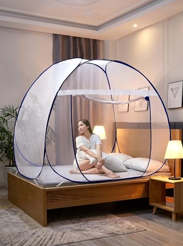 Image of Foldable King Size Mosquito Net | Double Bed Machardani | Durable 30 GSM Polyester Fabric Net Double (6 x 6) feet Bed (White)