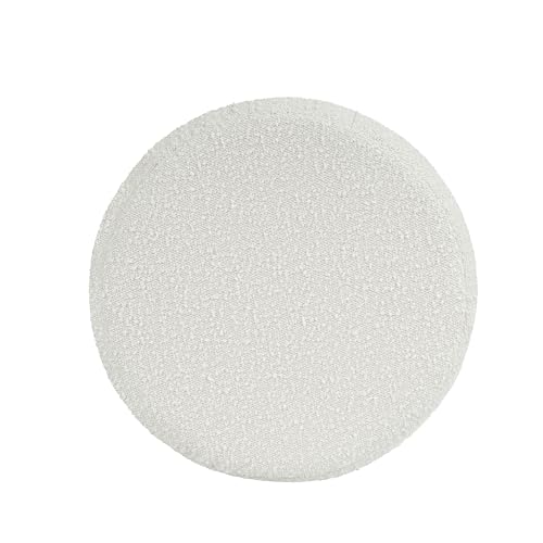 Image of HomePop 18 inch Round Ottoman - Cream Boucle
