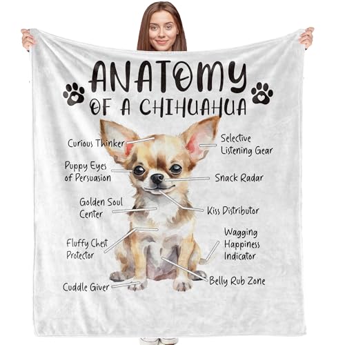 VRW Chihuahua Blanket, Dog Theme Blanket, Chihuahua Gifts for Girls Women, Chihuahua Gifts for Dog Lovers, Dog Mom Gifts, Chihuahua Blanket for Women, Chihuahua Throw Blanket, 50x60 Inches