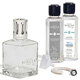 Maison Berger – Geschenkset Lampe Berger Essentielle Carrée mit 2 Nachfüllungen à 250 ml – Air Pur & Frische Ozeanbrise – Katalytische Duftlampe – Feine, Gleichmäßige Diffusion