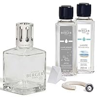 Maison Berger – Geschenkset Lampe Berger Essentielle Carrée mit 2 Nachfüllungen à 250 ml – Air Pur & Frische Ozeanbrise – Katalytische Duftlampe – Feine, Gleichmäßige Diffusion