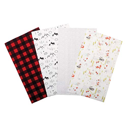 Trend Lab Flannel Burp Cloth Set, Buffalo Check Woodland, (Pack of 4)