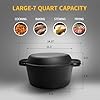 EDGING CASTING 2-in-1 Pre-Seasoned Cast Iron Dutch Oven Pot with Skillet Lid Cooking Pan, Cast Iron Skillet Cookware Pan Set with Dual Handles Indoor Outdoor for Bread, Frying, Baking, Camping, 7QT #2