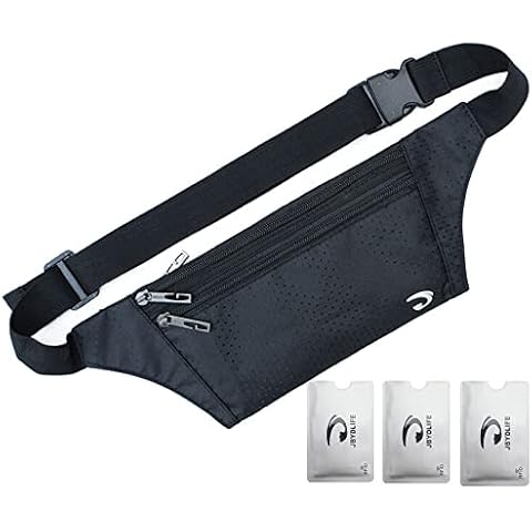 NAOKI LOVE Naoki Outdoor Sports Running & Jogging & Travel Waterproof Utralthin Waist Pack/Bag Runner Belt, Black Cover