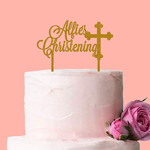 My Pretty Little Gifts Personalised Christening Cake Topper - Glitter Acrylic