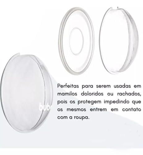 Kit Concha Conchas Protetoras Para Amamentação Base Silicone e Protetor Absorvente Buba Lavável Para