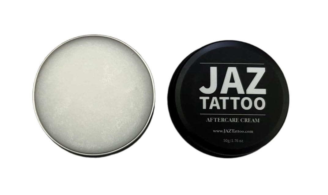 JAZ Tattoo-Aftercare Cream - Tattoo Aftercare, Tattoo Care, Tattoo Healing Cream, Tattoo Ointment, Best Lotion for New Tattoo, Best Tattoo Aftercare Product, Natural & Organic Ingredients, 1.76 oz
