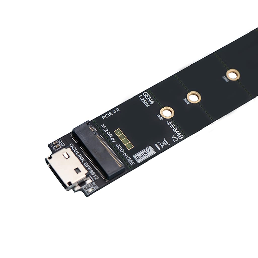 JMT M4B Oculink SFF8612 to M.2 Mkey SSD Female Adapter Card PCIE X4 4.0 High-Speed Compatible with M.2 NVMe 2230 2242 2260 2280 SSD
