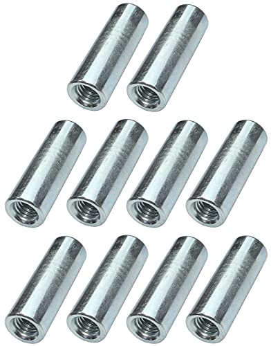 AERZETIX - C49629 - Lot de 10 écrous manchons de jonction M6x30x10mm filetés - manchon de raccordement rond cylindrique prolongateur - en acier zingué