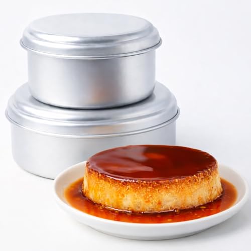 Xylarnoveth Quesillera Venezolana con Tapa Molde 2-Pack Flanera para Bao Mara Traditional Aluminum Flan Mold with Lid for Quesillo Cheesecake Caramel Flan & Pudding Two (2L & 1.2L)