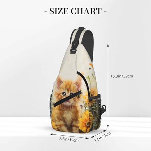 Bolso Sling con Estampado de Gato y Girasol para Mujer y Hombre miniatura 3