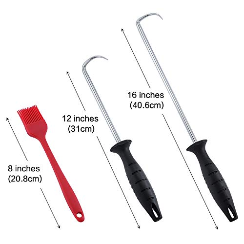 MSY BIGSUNNY Robuste Lebensmittelflosse mit scharfer Spitze, Edelstahl-Grill-Fleischhaken, 2er-Set (40,6 cm und 30,5 cm)