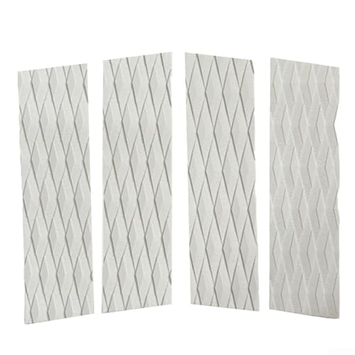 Image of Yhenlovtt 4pcs Surfboard Nonslip Boards Front Ribbed for Mat with Backing for Surfboards Fish Kayaks Mater Mat Antislip Eva Longboards (WHITE)