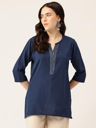 Image of Elegant Short Kurti for Women - 3 /4 Sleeves | Round Neck | (S to XXL)