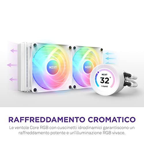 Kraken Elite 280 RGB - RL-KR28E-W1-280mm AIO CPU Liquid Cooler - Customizable 2.36" LCD Display for GIFs, Images, Performance Metrics - 2 x F140 RGB Core Fans - White - Sistema di raffreddamento - Immagine 4