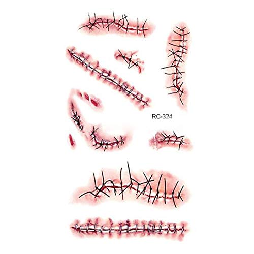 Rosennie Halloween Horror Blutflecken Mode Narben Tattoo Aufkleber Wunden Realistische Blutflecken Horror Falsch Scab Blut Spezial Kostüm Make-Up für Halloween Party Dekorationen (A 1)