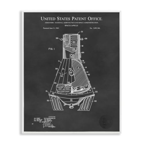 Stupell Industries Space Capsule Aircraft Detailed Blueprint Diagram Design, Design by Karl Hronek
