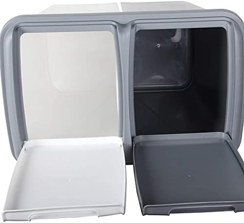 Jolie Max 90L Dual Compartment Kitchen Rubbish Bin Waste Recycling And Laundry Basket (Grey&White)