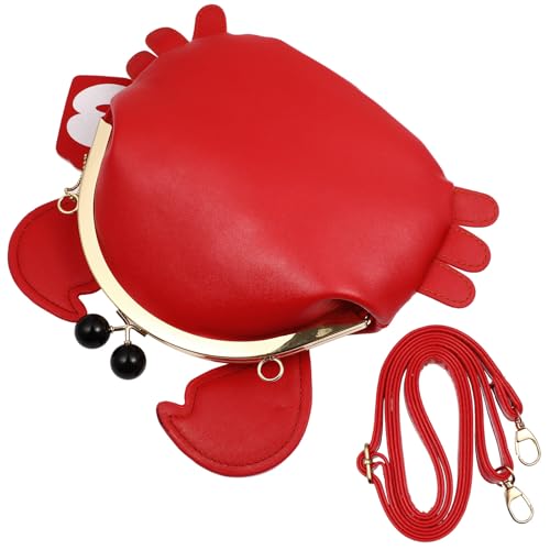 Sac bandoulière crabe en PU rouge avec fermeture à clip