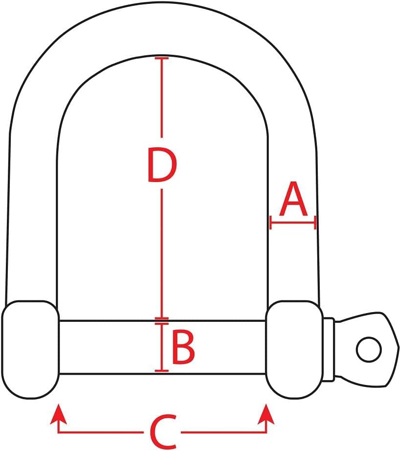 Extreme Max 3006.8228.2 BoatTector Stainless Steel Wide D Shackle - 5/16", 2-Pack : Tools & Home Improvement