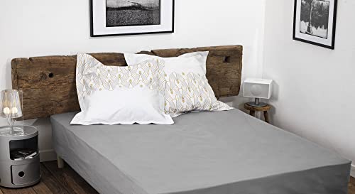 100% Cotton Fitted Sheet - 57 Thread Count - Size 140 x 190 cm - Light Grey - 30 cm Deep Weave - Soft, Breathable, Washable - Image 3