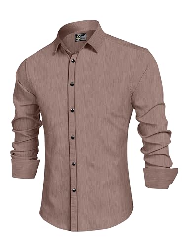 Image of Cotton Imported Regular Fit Popcorn Shirt For Men Cofee Brown