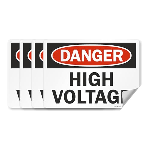 Étiquettes Danger High Voltage autocollantes en polyester SuperStick 12,7x17,8 cm SmartSign x4