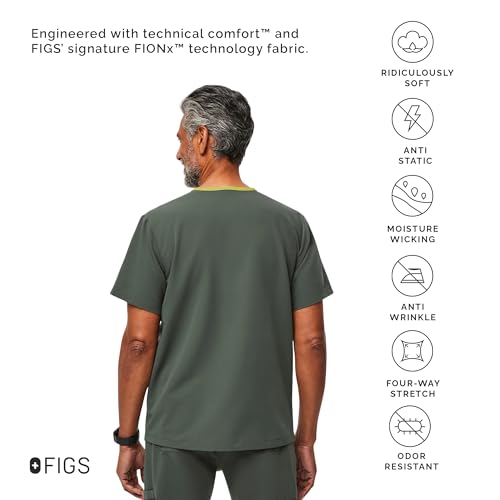 Image of FIGS Chisec Scrub Top for Men - 3 Pockets, Tailored Fit, Squared V-Neck, 4-Way Stretch, Moisture-Wicking