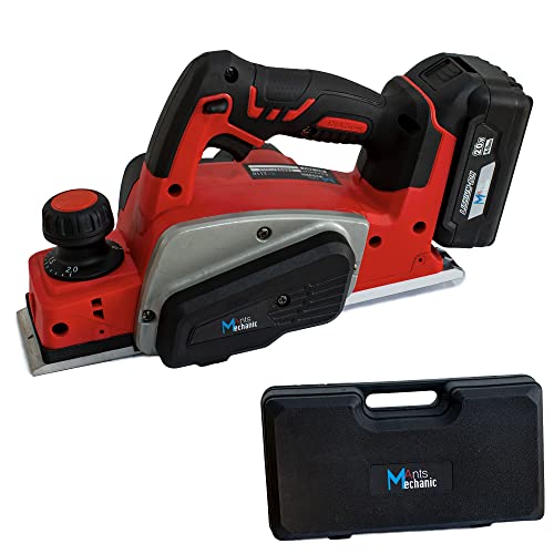 Mechanicants 20V Lithium-Ion Brushless Cordless 3-1/4" Planer Kit, 1 Tool With 4000Mah Battery Pack And Quick Charger,Adjustable Planing Depth Power Planer For Woodworking Chamfer Home Diy #TOP24