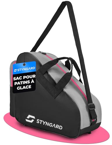 STYNGARD - STYNGARD Sac à Patins à Glace pour Homme et Femme – Sac à Rollers en matériau Robuste – Modèle Montréal (Noir-Rose)