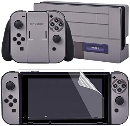 eXtremeRate Full Set Faceplate Skin Decals Stickers and 2 Pcs Screen Protector for Nintendo Switch/for NS Console & joy con Controller & Dock Protection Kit - Shining Galaxy