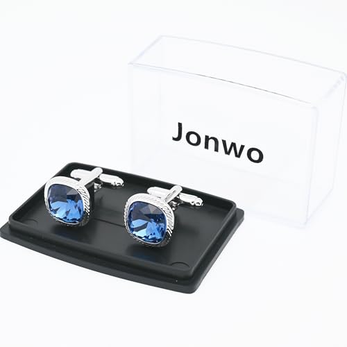 Gemelos azules de zirconio para hombres en caja de regalo miniatura 4