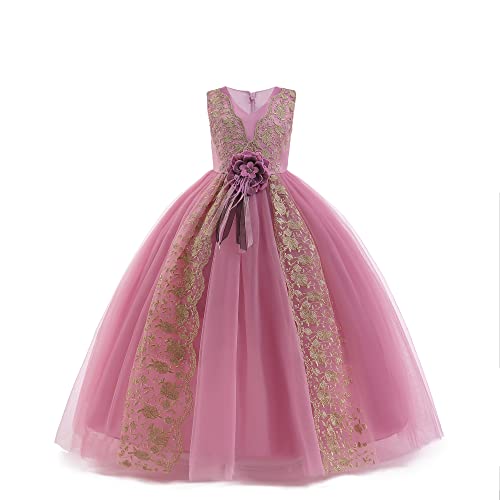 Robe dorée pour enfants style demoiselle d'honneur mariage et baptême
