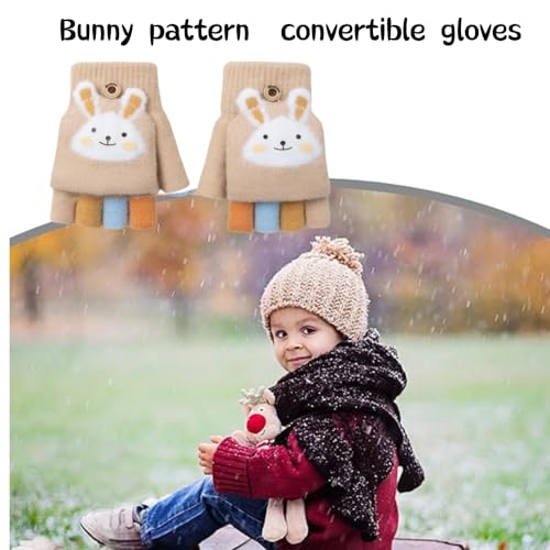 Kids Knit Mittens Fleece Lined Toddler Warm Winter Gloves With String Full Finger Gloves Ski Gloves for Age 2-4Y…4